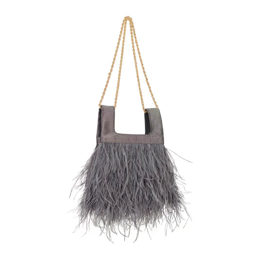 Micro Ines In Silver Silk With Feather