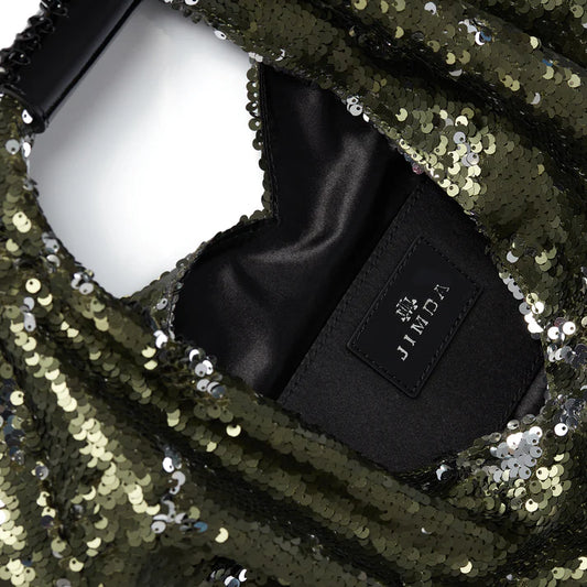 Mini Agnes In Khaki/ Silver Sequin