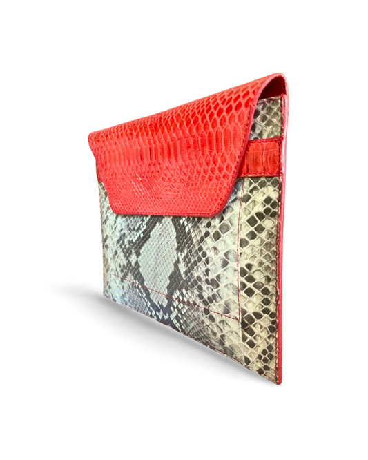 Monica Italian Python Leather Clutch Handbag