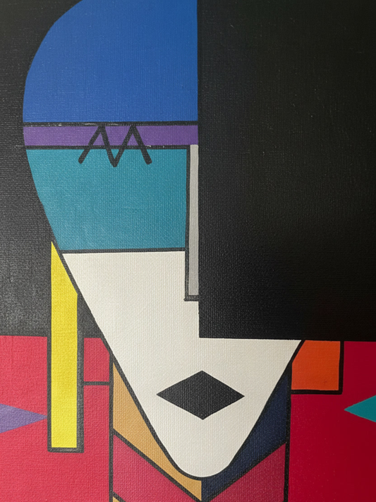 Mysterious Gaze 80 × 60 cm Surrealist Geometric Abstraction Oil Painting On Canvas