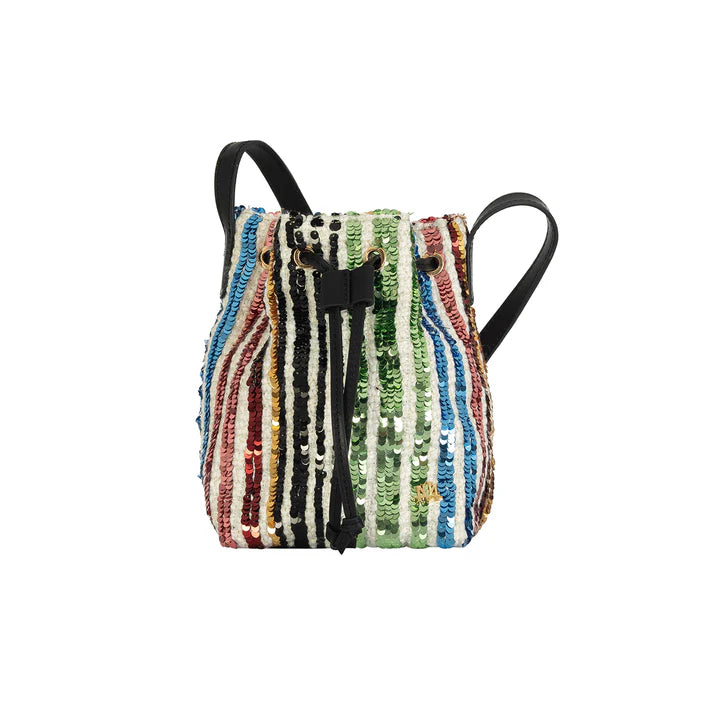Noemie In Multicolor-Stried Sequin-Embellished Tweed