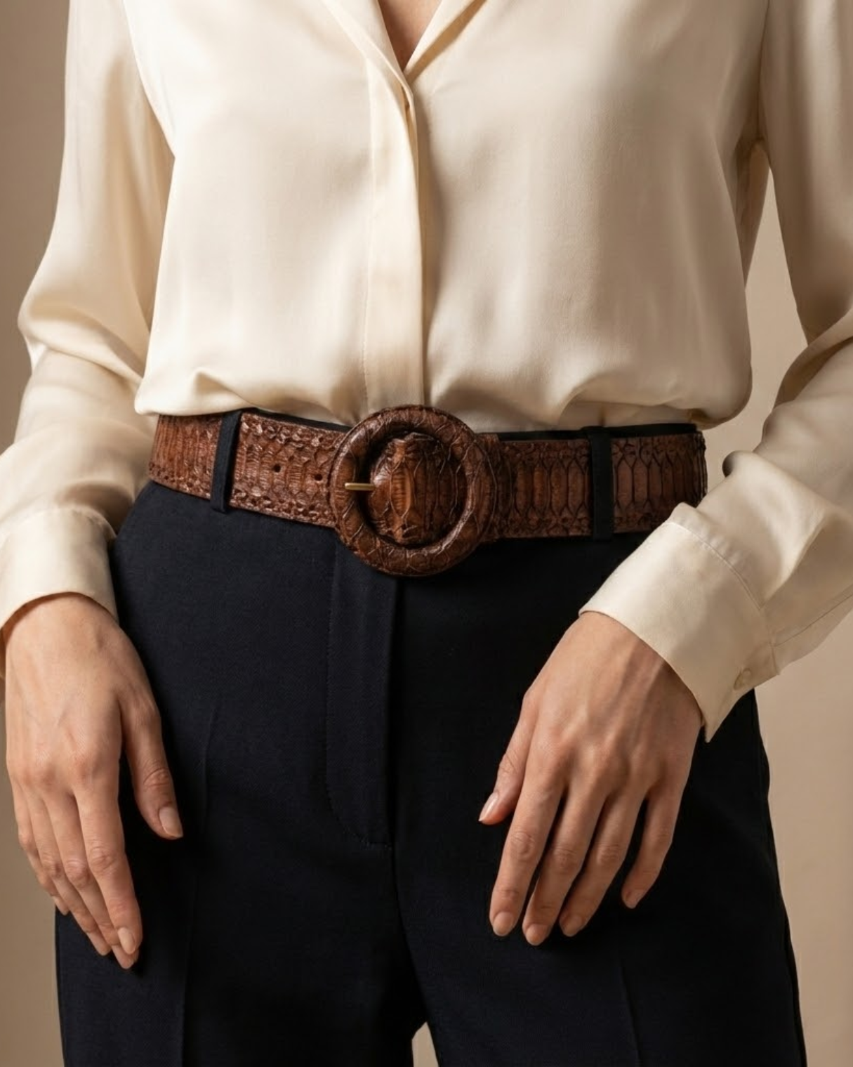 Nathalie Italian Python Leather Belt