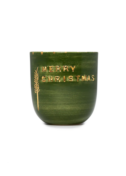 (Special Gift Box) Xmas Merry Christmas Green Handmade Ceramic Mood Mug