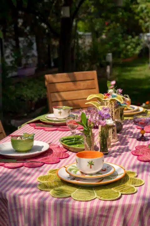 Palm Beach Handmade Light Green Floral Placemat Set of 2 (40×40 cm)