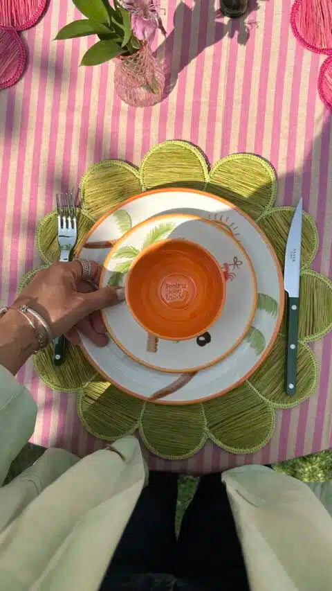 Palm Beach Handmade Light Green Floral Placemat Set of 2 (40×40 cm)