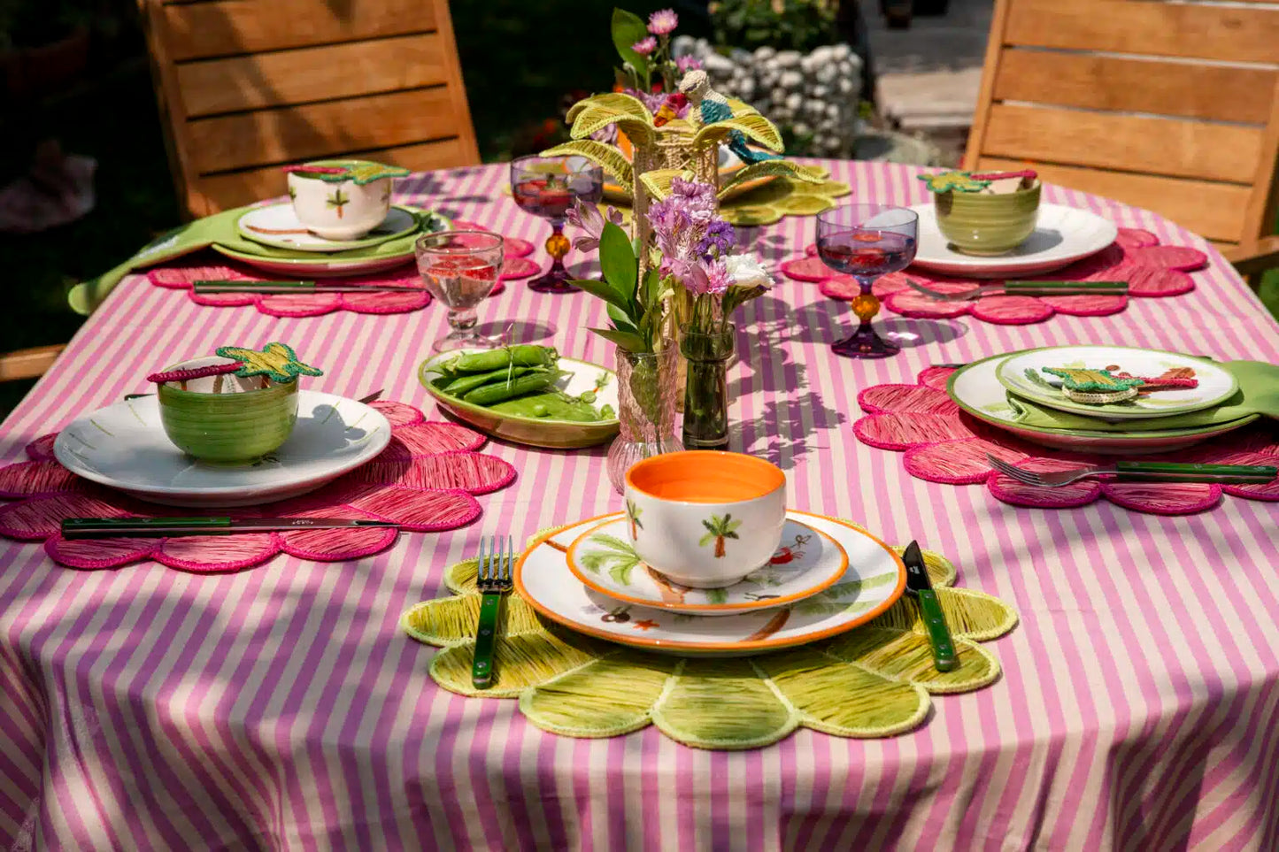 Palm Beach Handmade Pink Floral Placemat Set of 2 (40×40 cm)