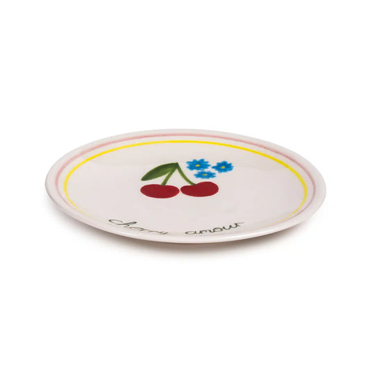 Petite Cherry Handmade Ceramic Dessert Plate (18 cm)