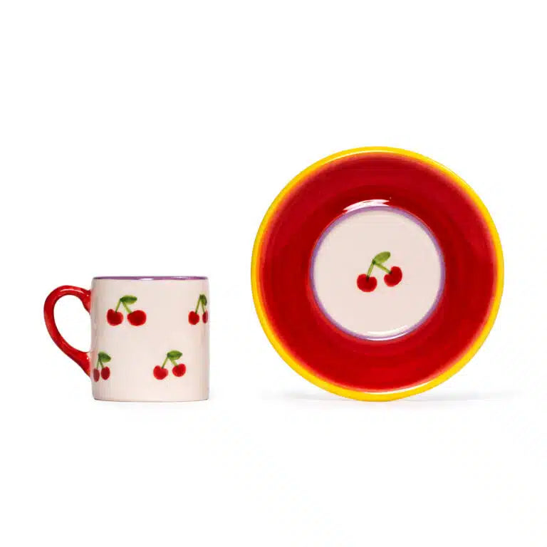 Petite Cherry Handmade Ceramic Coffee Cup Set
