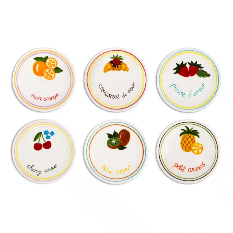 Petite Handmade Ceramic Dessert Plate Set of 6 (18 cm)