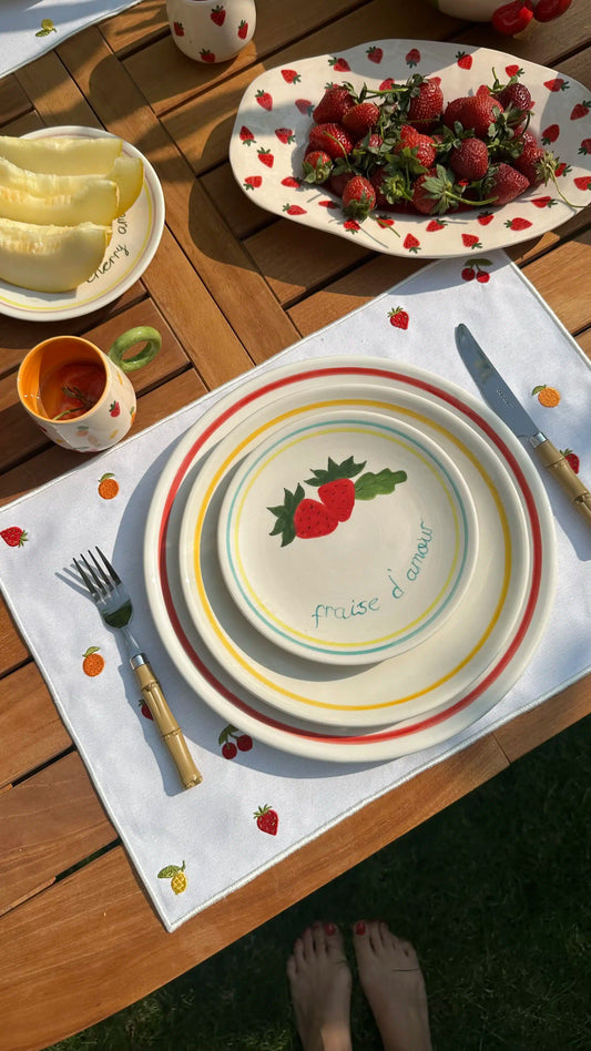 Petite Handmade Fruit-Themed Placemat Set of 2