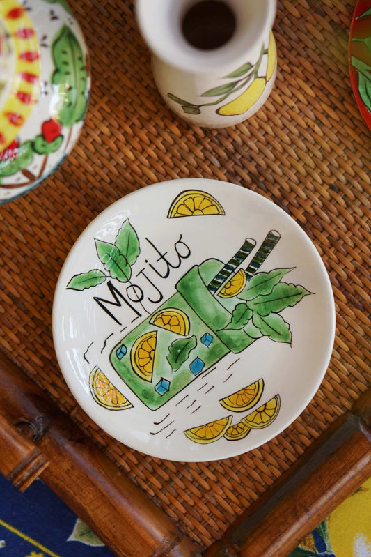 Classic Mojito Pop-Up Cocktail Handmade Ceramic Plate 15 cm