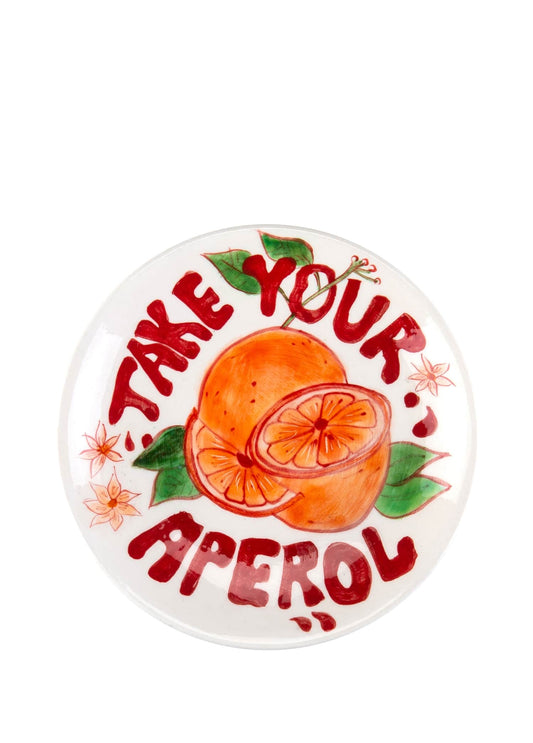 Take Your Aperol Pop-Up Cocktail Handmade Ceramic Plate 15 cm