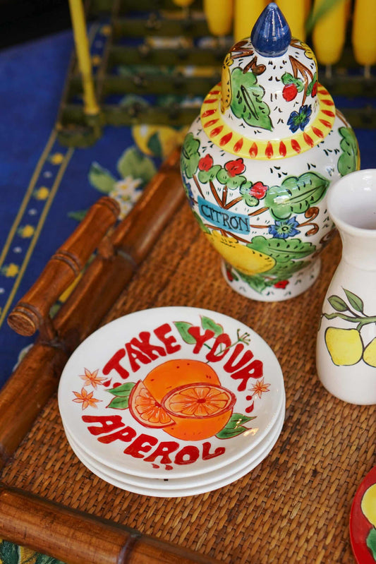 Take Your Aperol Pop-Up Cocktail Handmade Ceramic Plate 15 cm