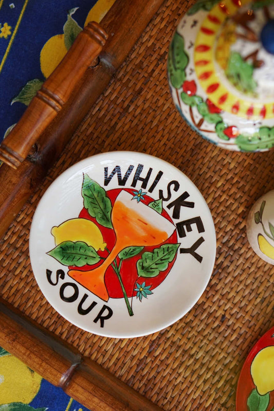 Whiskey Sour Pop-Up Cocktail Handmade Ceramic Plate 15 cm