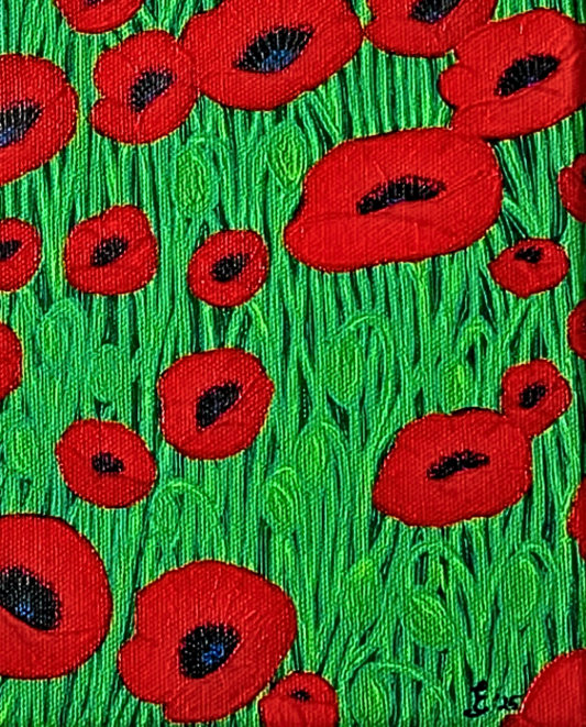 Poppy Field 25x25cm Neo-Organic Surrealist Painting