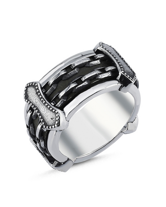 Prince Black Stone-detailed Men’s Silver Ring