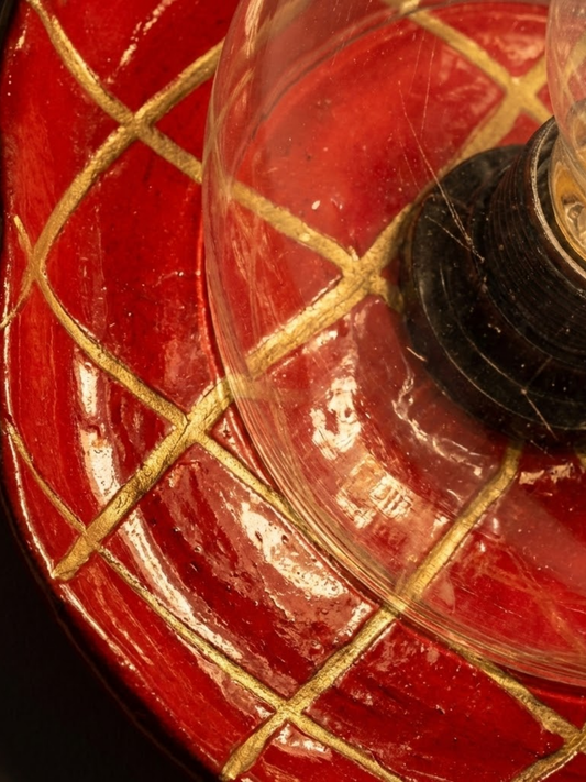 Radiant Pulse Handmade Red Ceramic Wall Lamp