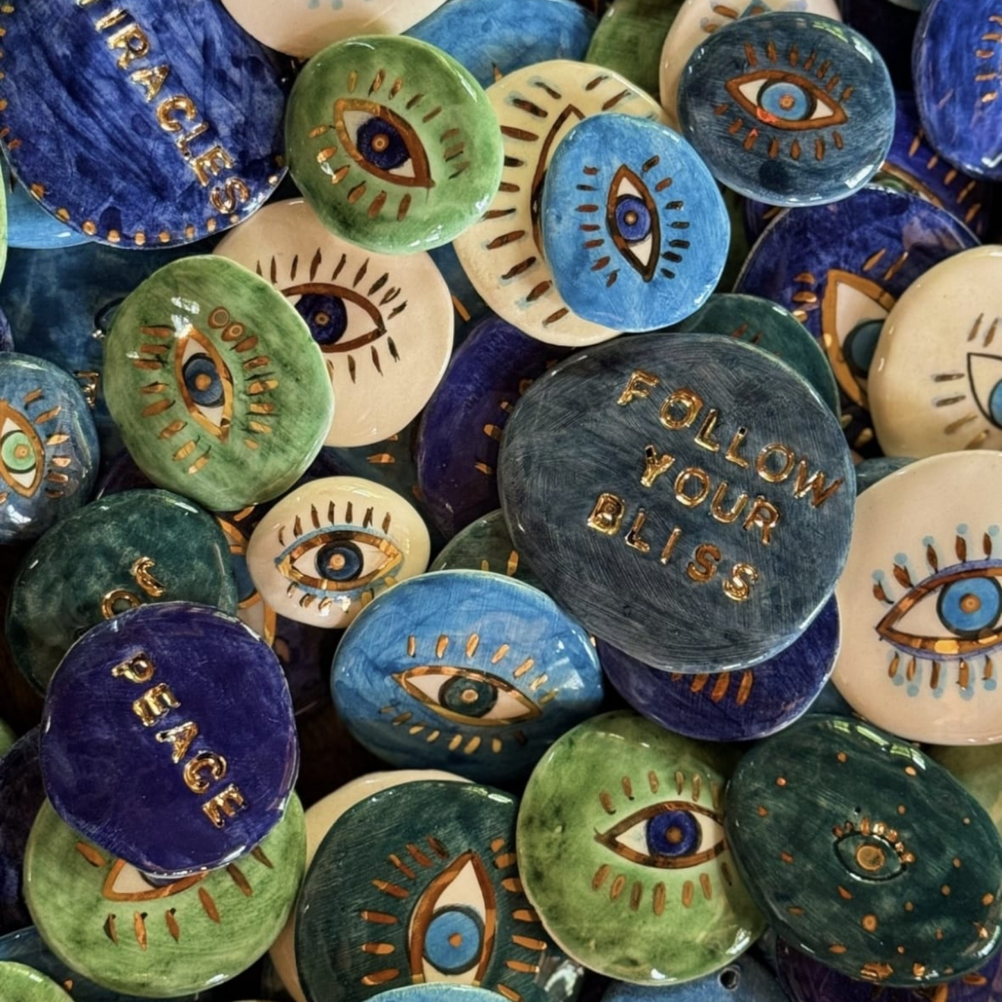 Motivasyon Set — Handmade Ceramic Decorative Eye Beads (100 Pieces)