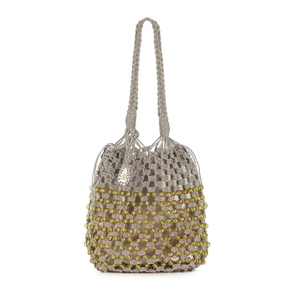 Stella In Gold Macrame Beaded Bag