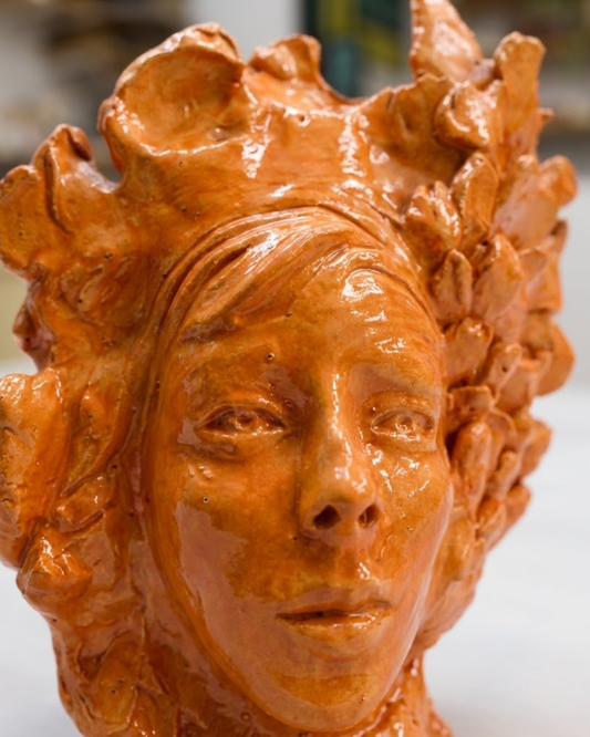 Helios Arc Handmade Orange Sunburst Sculpture