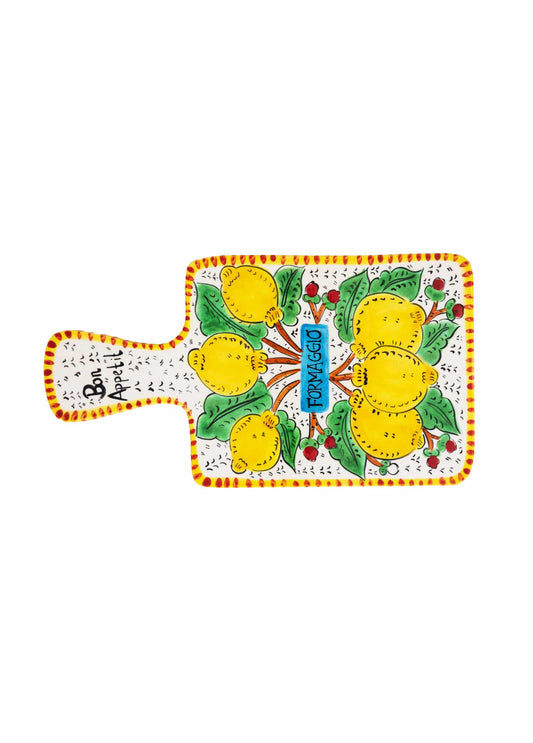 Sicilian Lemon Handmade Ceramic Cheese Serving Plate (30 cm)