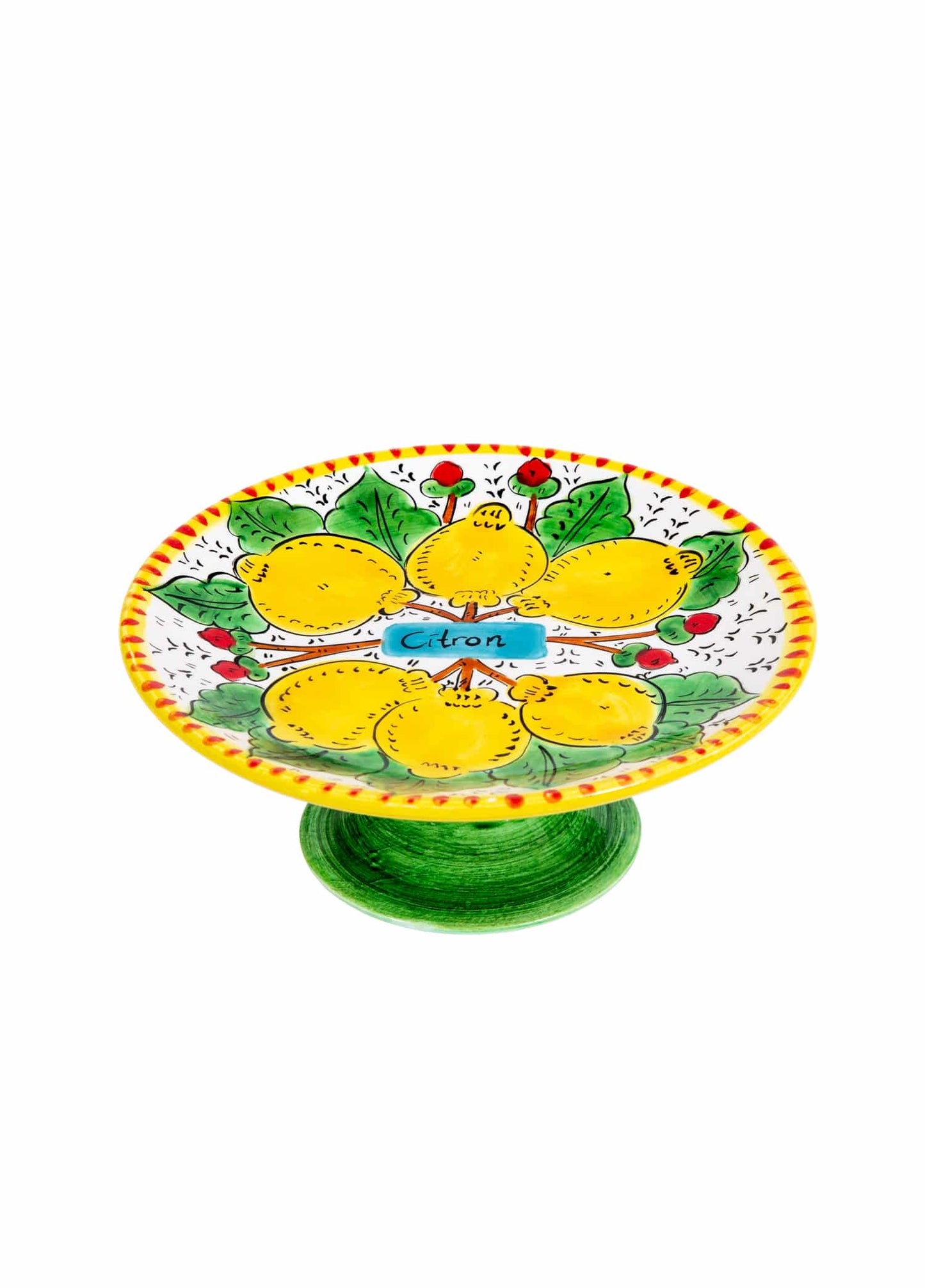 Sicilian Lemon Handmade Ceramic Cake Stand (18 cm)