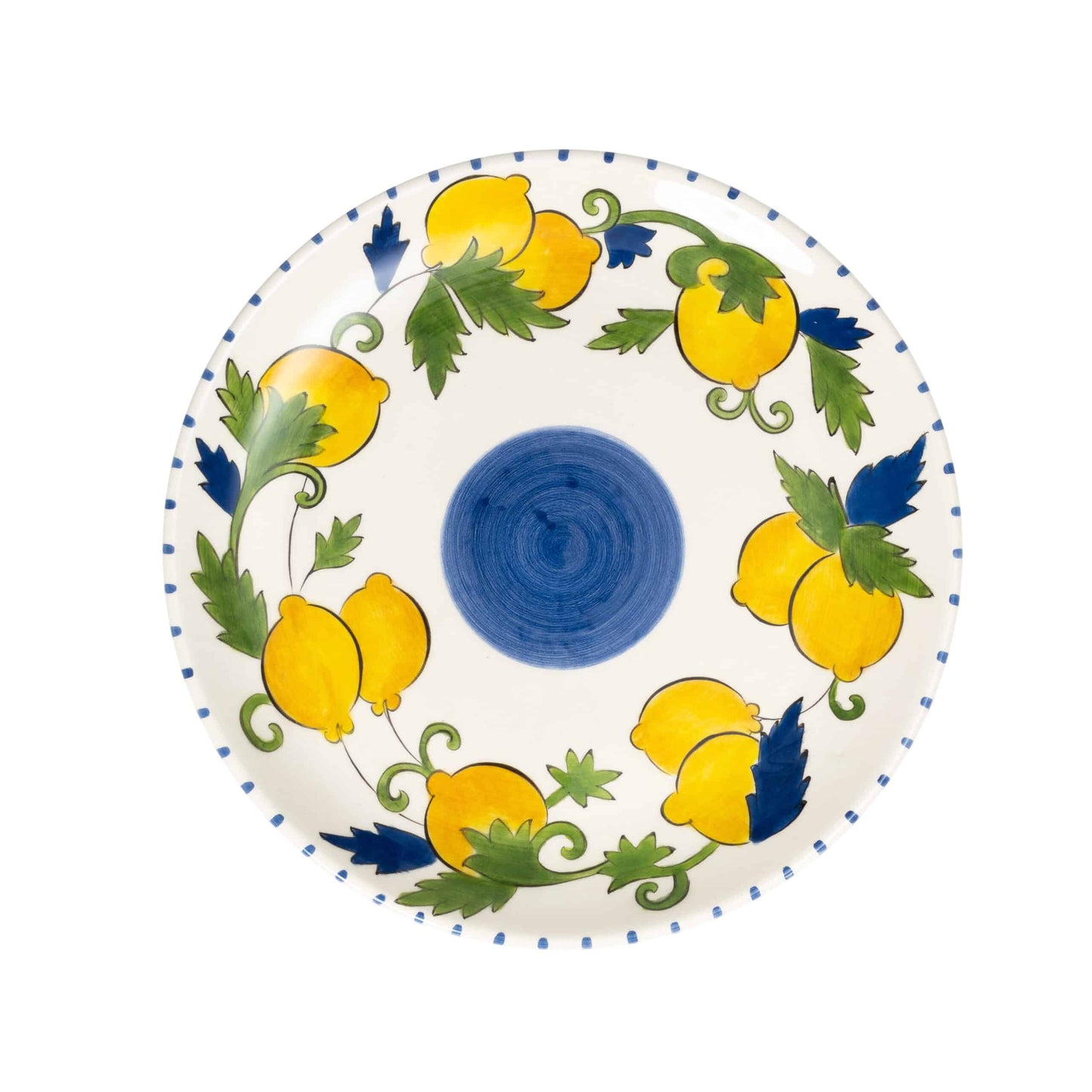Sorrento Lemon Handmade Ceramic Striped Dinner Plate 30 cm