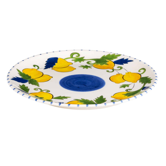 Sorrento Lemon Handmade Ceramic Striped Dinner Plate 30 cm