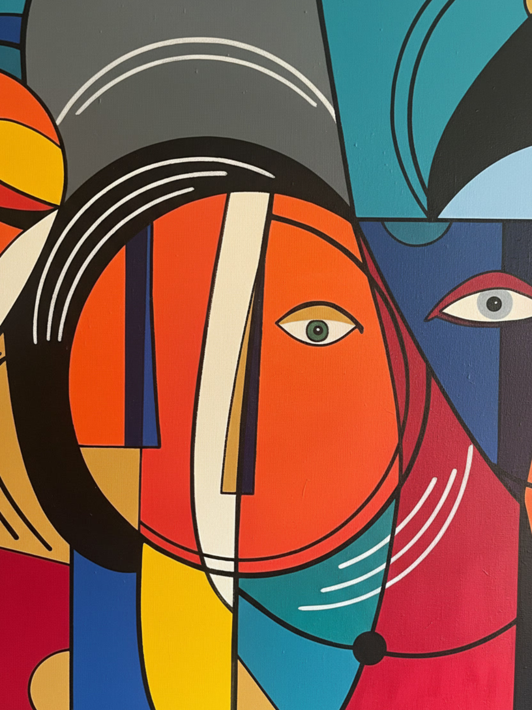 Spirits Becoming One 60 × 120 cm Surrealist Geometric Abstraction Oil Painting On Canvas