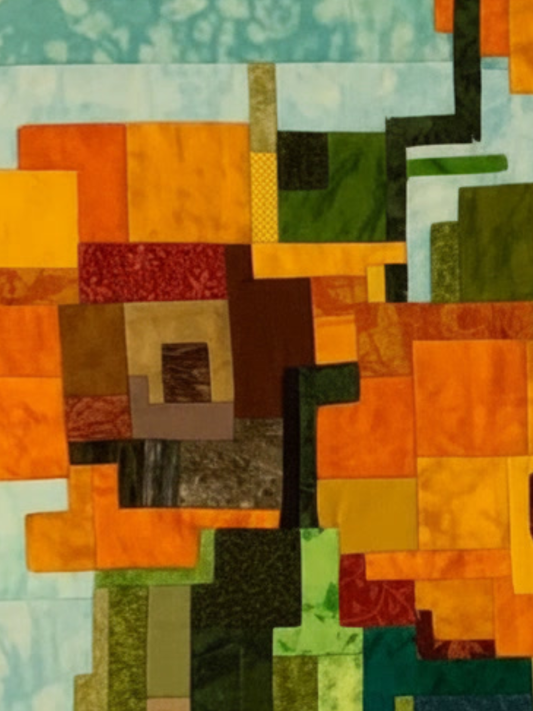 Sunflowers Patchwork - 50×70cm Contemporary Textile Art Inspired by Van Gogh