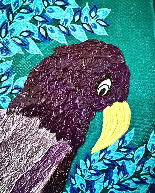 The Bird 60x90cm Neo-Organic Surrealist Mixed Media Painting