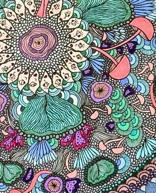 The Confusion 33x33cm Neo-Organic Fungi Series Drawing