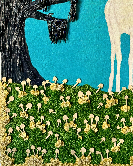 The Deer 60x90cm Neo-Organic Surrealist Mixed Media Painting