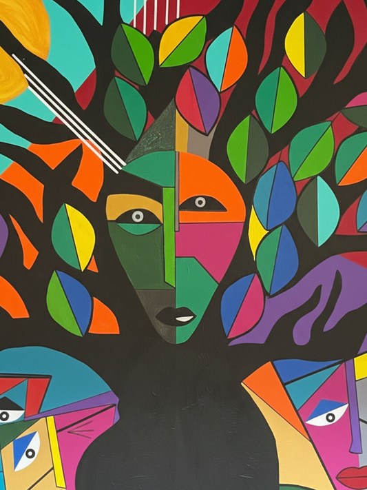 Tree of Life 100 × 80 cm Symbolic Geometric Oil Painting On Canvas