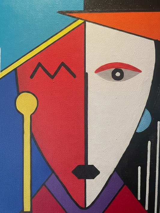 Two Faced Mirror 80 × 60 cm Surrealist Geometric Abstraction Oil Painting On Canvas