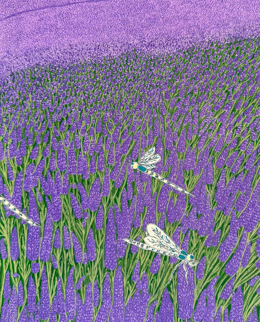 Valley of Lavenders 39.5x49cm Neo-Organic Surrealist Painting