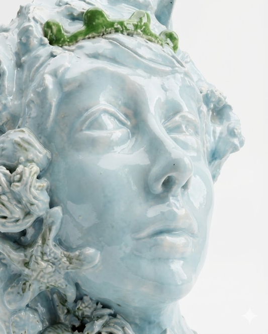 Verdant Soul Handmade Green Bust Sculpture
