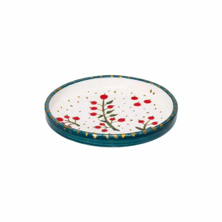 Xmas Cherry Berry Handmade Ceramic Mini Plate