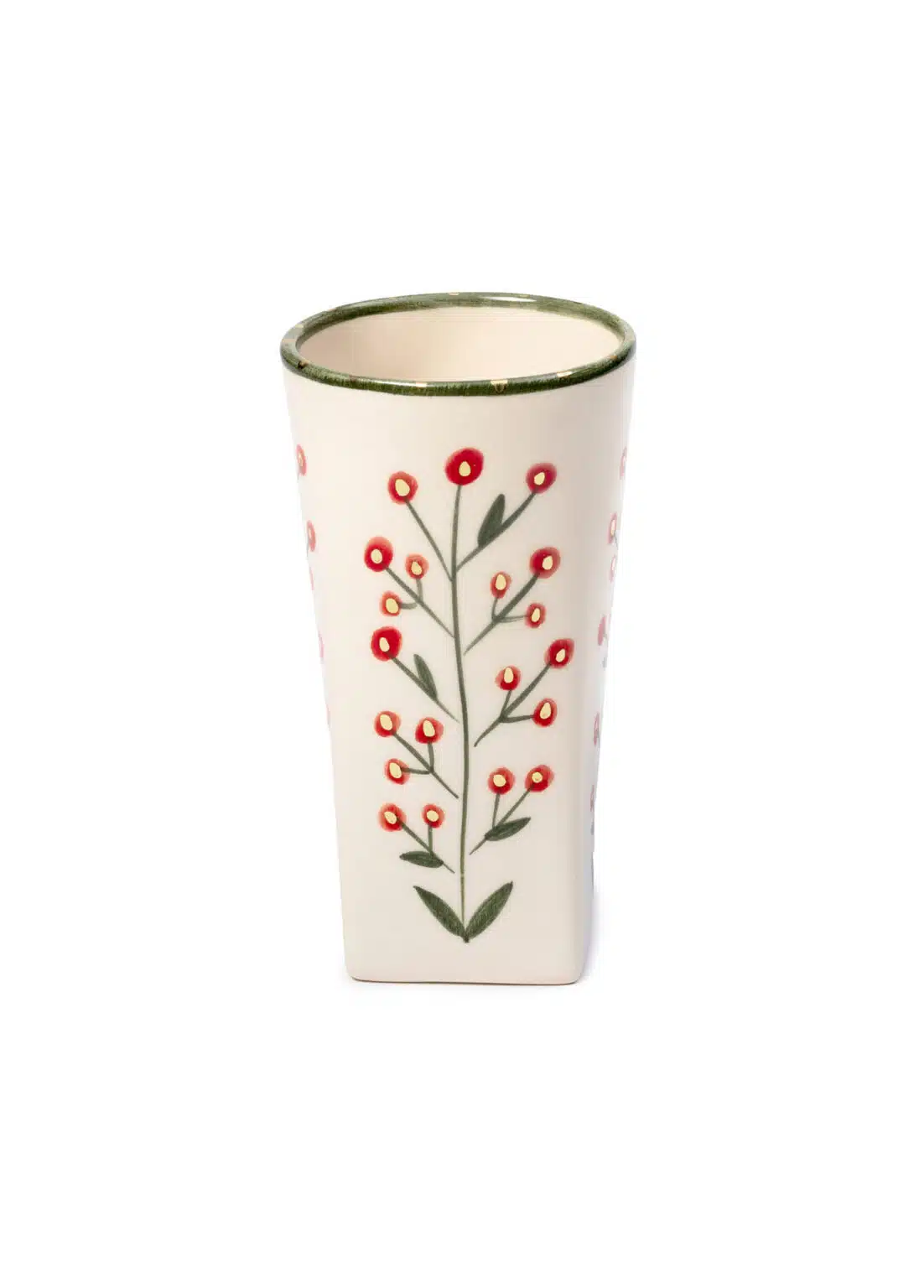 Xmas Cherry Berry Green Handmade Ceramic Tall Mug – Grisini Cup