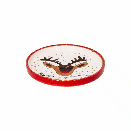 Xmas Merry Deer Handmade Ceramic Mini Plate