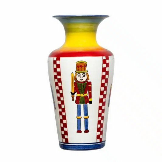 Xmas Nut Cracker Rainbow Handmade Ceramic Large Vase