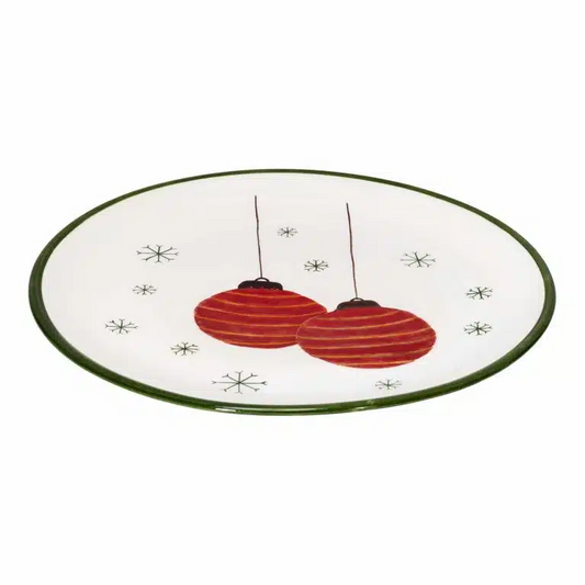 Xmas Red Balls Handmade Ceramic 25 cm Dinner Plate