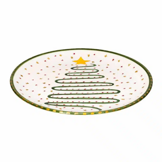 Xmas Tree Handmade Ceramic 25 cm Dinner Plate