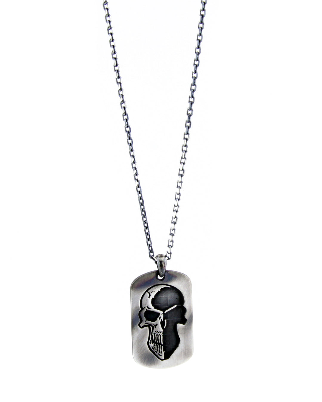 Men’s Skull Tag Silver Necklace