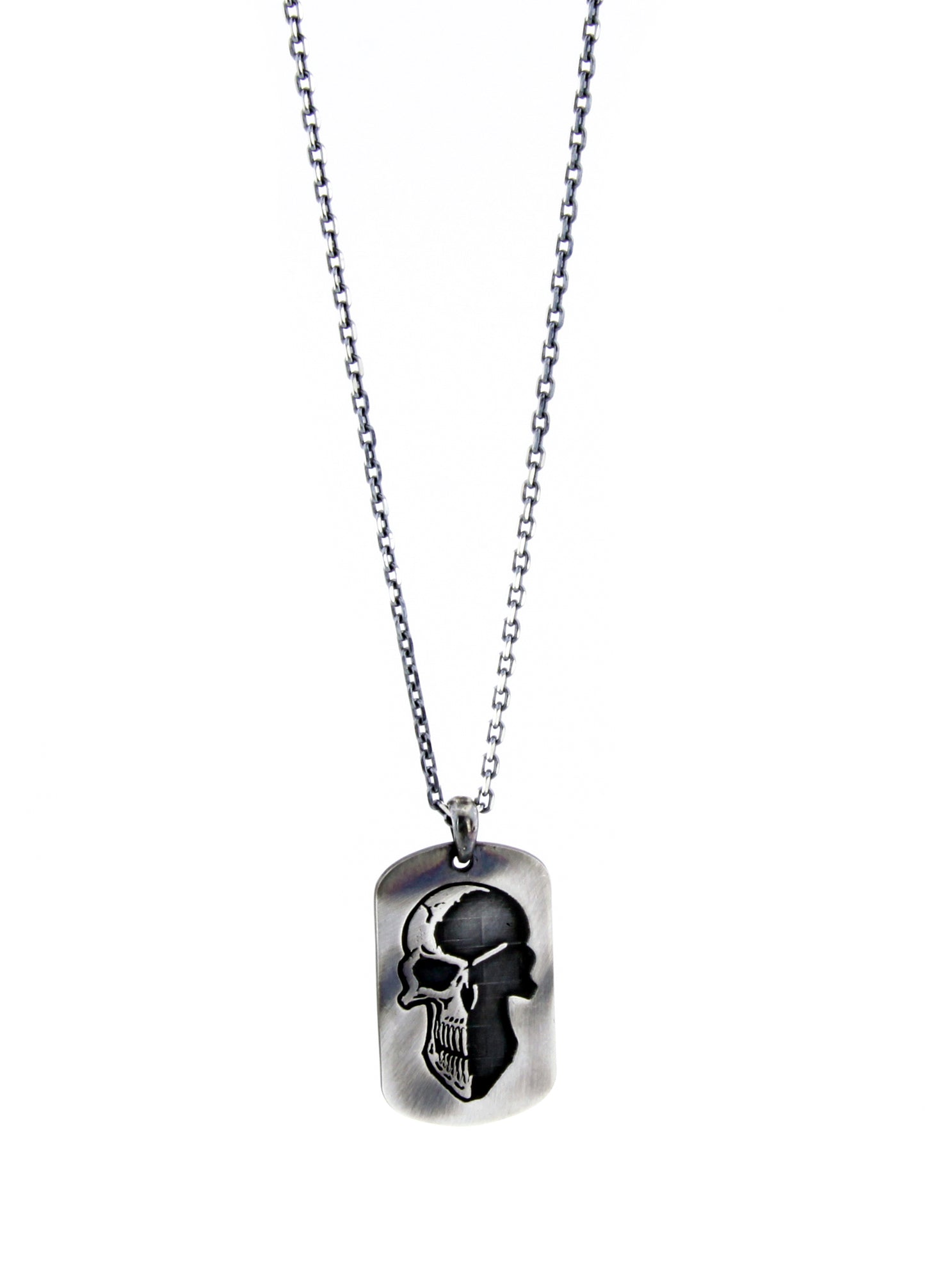 Men’s Skull Tag Silver Necklace