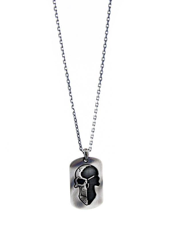 Men’s Skull Tag Silver Necklace