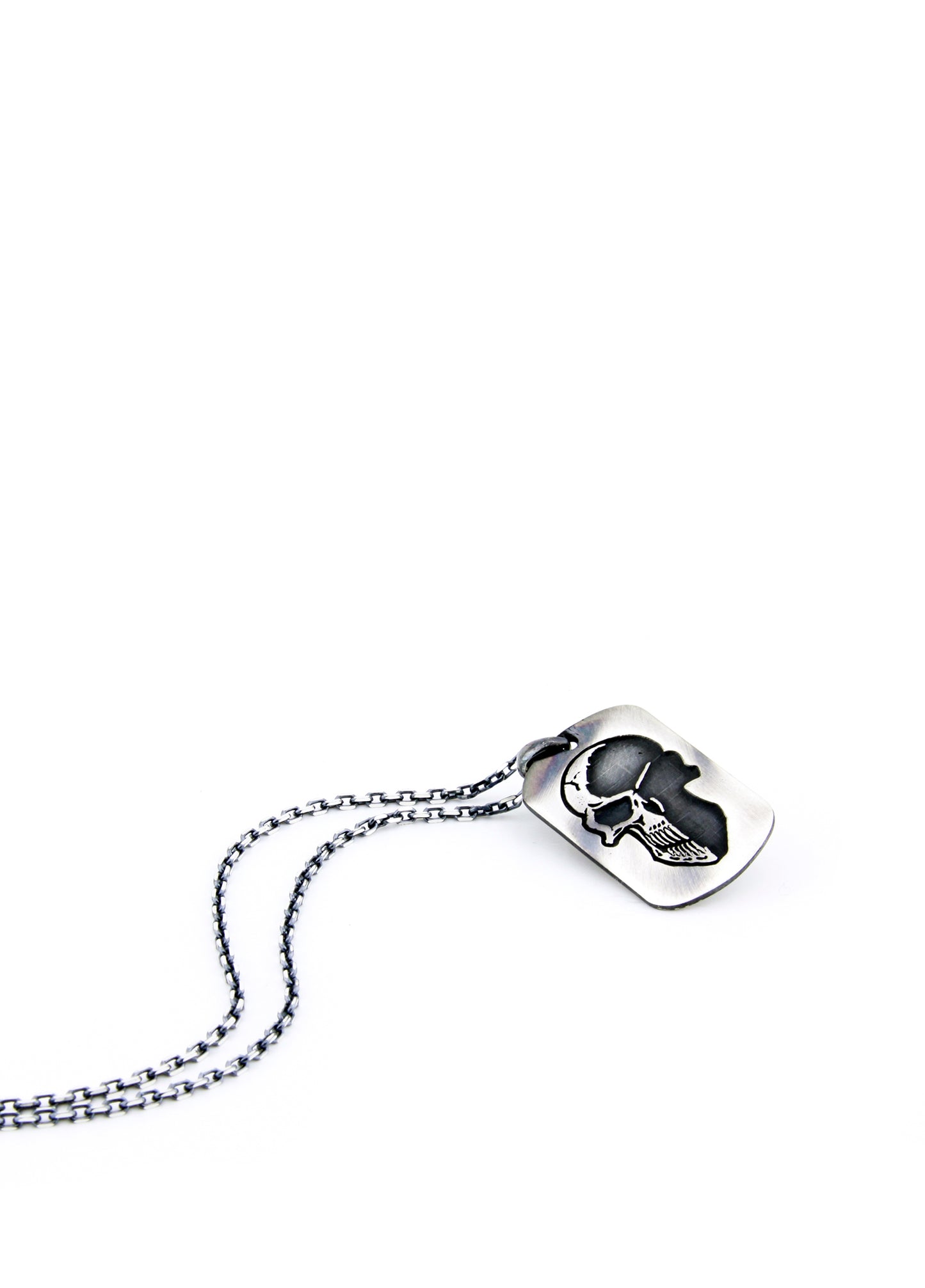 Men’s Skull Tag Silver Necklace