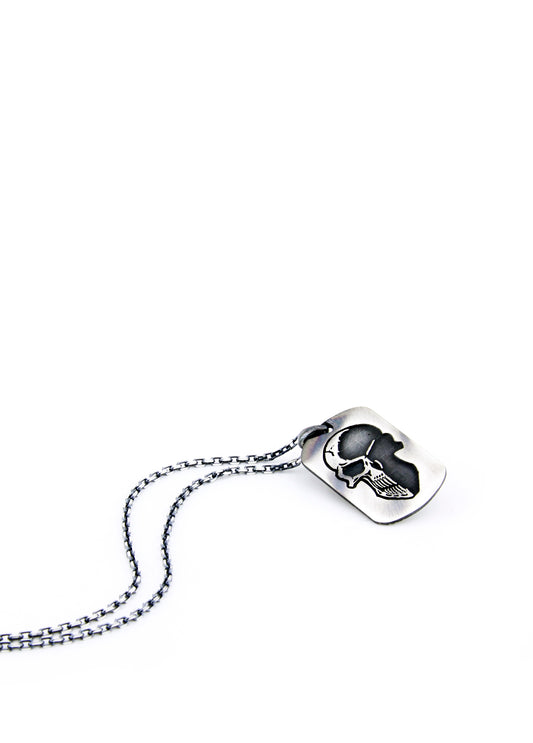 Men’s Skull Tag Silver Necklace