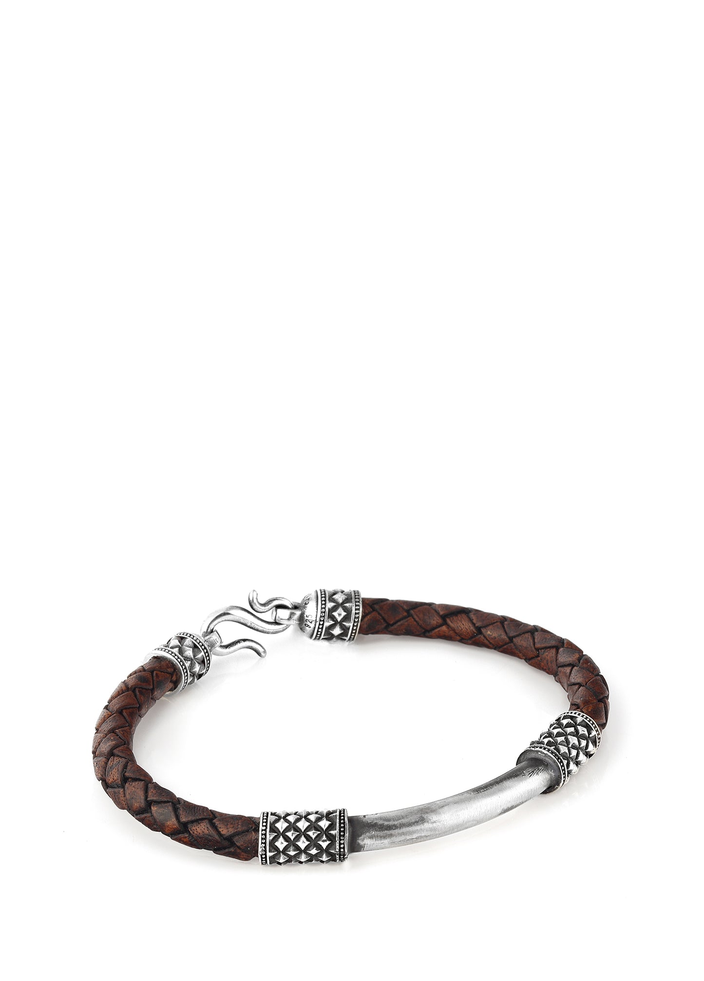 Men’s Bjorn Pipe Bridge Kahverengi Silver Bracelet