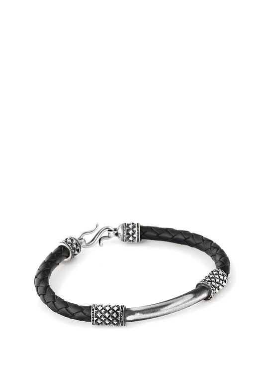 Men’s Bjorn Pipe Bridge Kahverengi Silver Bracelet